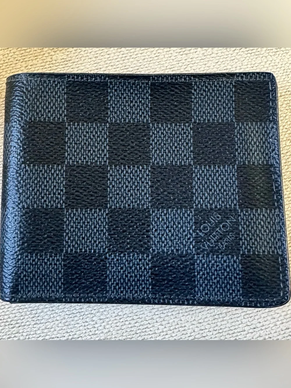 Authentic LV Men's Black Checkered Leather Slender Wallet